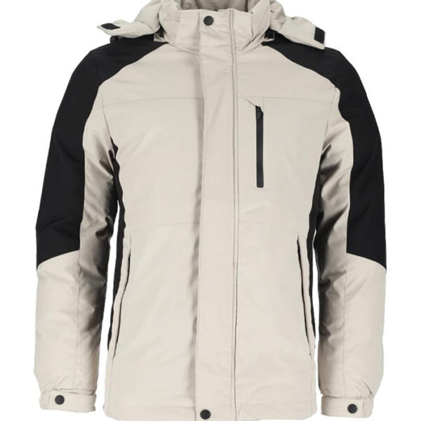 TWO TONE PADDED JACKET WITH HOOD BLACK/STONE