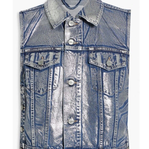 Coated denim vest