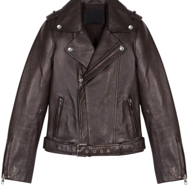 Leather jacket silver finish