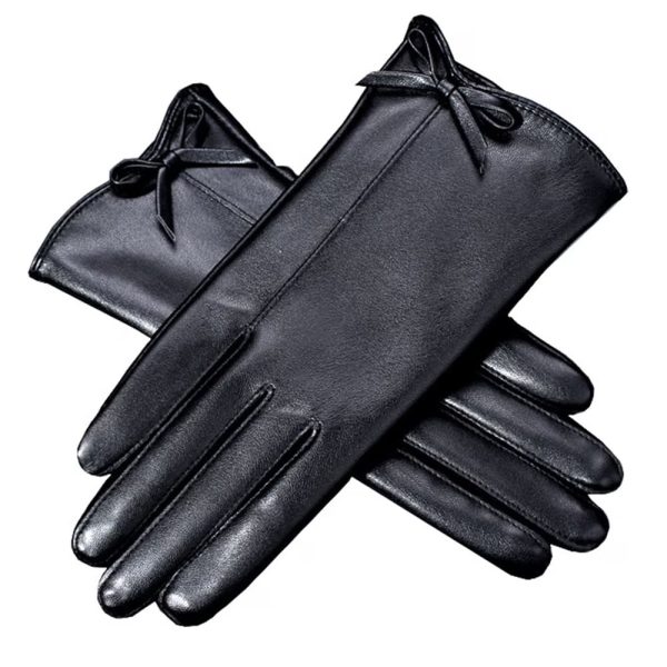 Women's Cozy Warm Gloves Black Lined Winter Gloves 1 Pair 9.4x3.7in