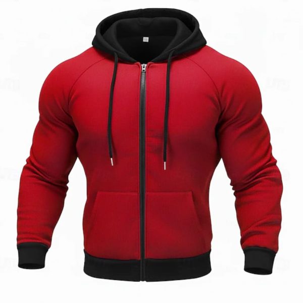 Men's Full Zip Hoodie Zip Up Hoodie Fuzzy Sherpa Fleece Hoodie Black Red Green Light Grey Dark Gray Hooded Plain Zip Up Zipper Pocket Sports & Outdoor Daily Weekend Polyester Vintage Cool Casual