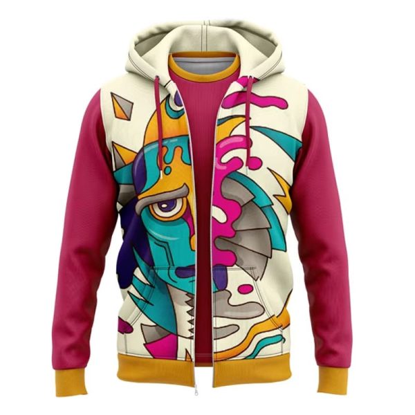 High Quality Custom Sublimation Zipper up Men's Hoodie Jacket with Hood