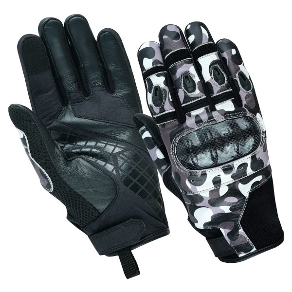 Motorcycle Motocross Cowhide Leather Gloves Knuckle Protection Air Vent Motorbike Gloves Black