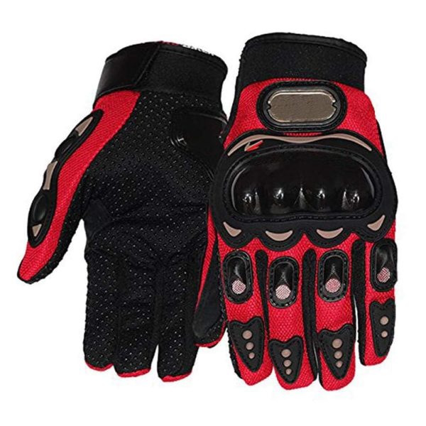 Protective Full Finger Gloves Anti-Skid Surface Breathable Bike Riding Glove for Motorcycle, Cycling, Climbing Mountaineering and Hiking (Red, XL)