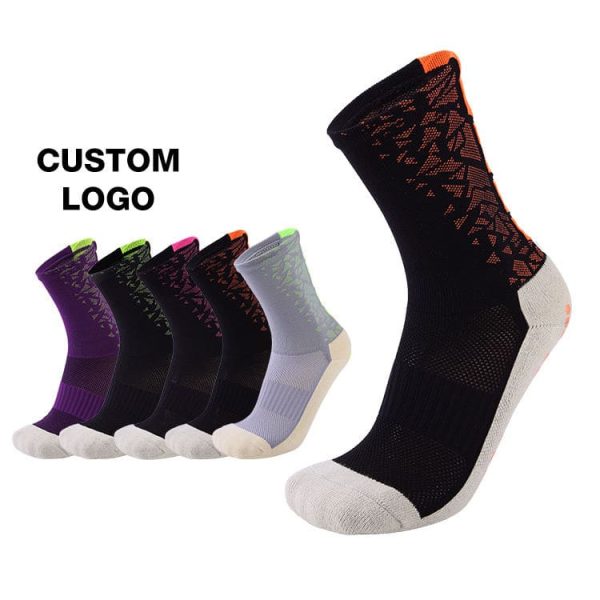 Custom Logo Anti Slip Men's Women's Cotton Sport Breathable Crew Socks Football Soccer Training Football Socks