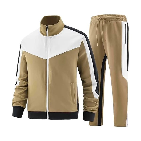 Men Sports Tracksuit Set Zip Up Jacket Jogger Pants Casual Athletic Wear Wholesale OEM Custom Logo Men Tracksuit Two Piece Set
