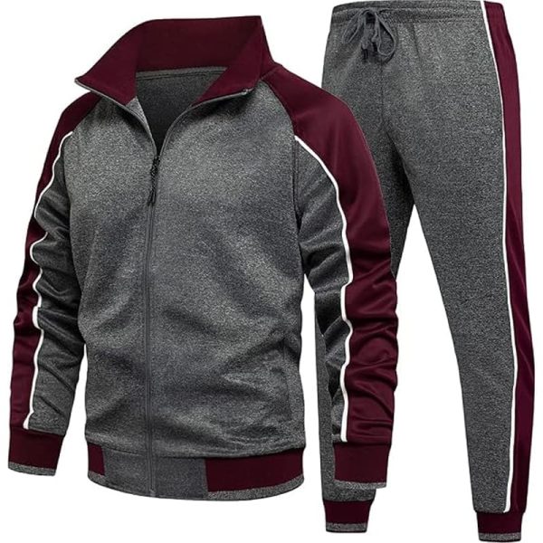 Tracksuit Set Full-Zip Sweatshirt Jogger Sweatpants Warm Sports Suit Gym Training Wear